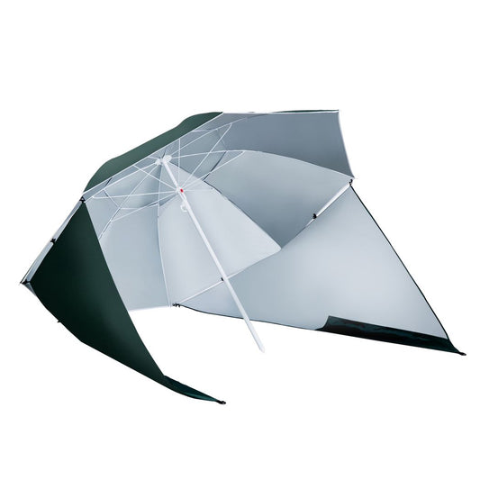 Carousel Beach Umbrella Sun Shelter 2 in 1 Umbrella UV Protection Steel Green Outsunny