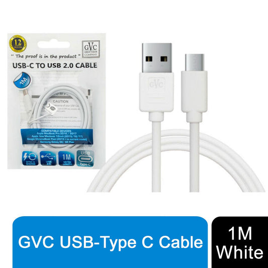GVC GVC USB to Type C Cable, For Phone & Pad, Charging & Syncing - 1m White