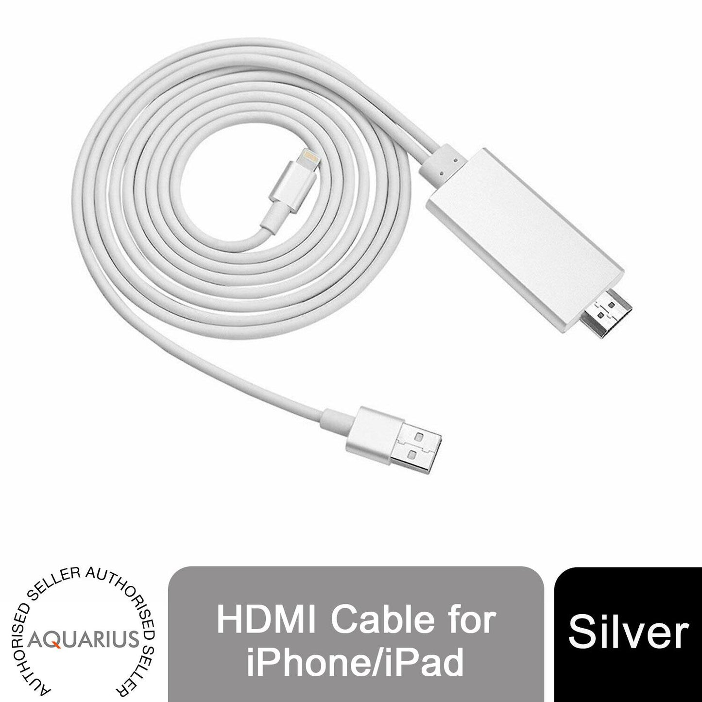 Aquarius Aquarius Full HD Support HDMI Connector Cable for Phone/Pad Silver Silver