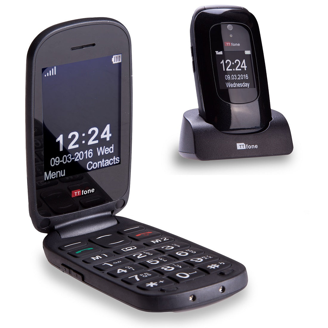 TTfone TTfone Lunar TT750 Black Flip Folding Big Button keypad with Easy Menu Unlocked Mobile Phone