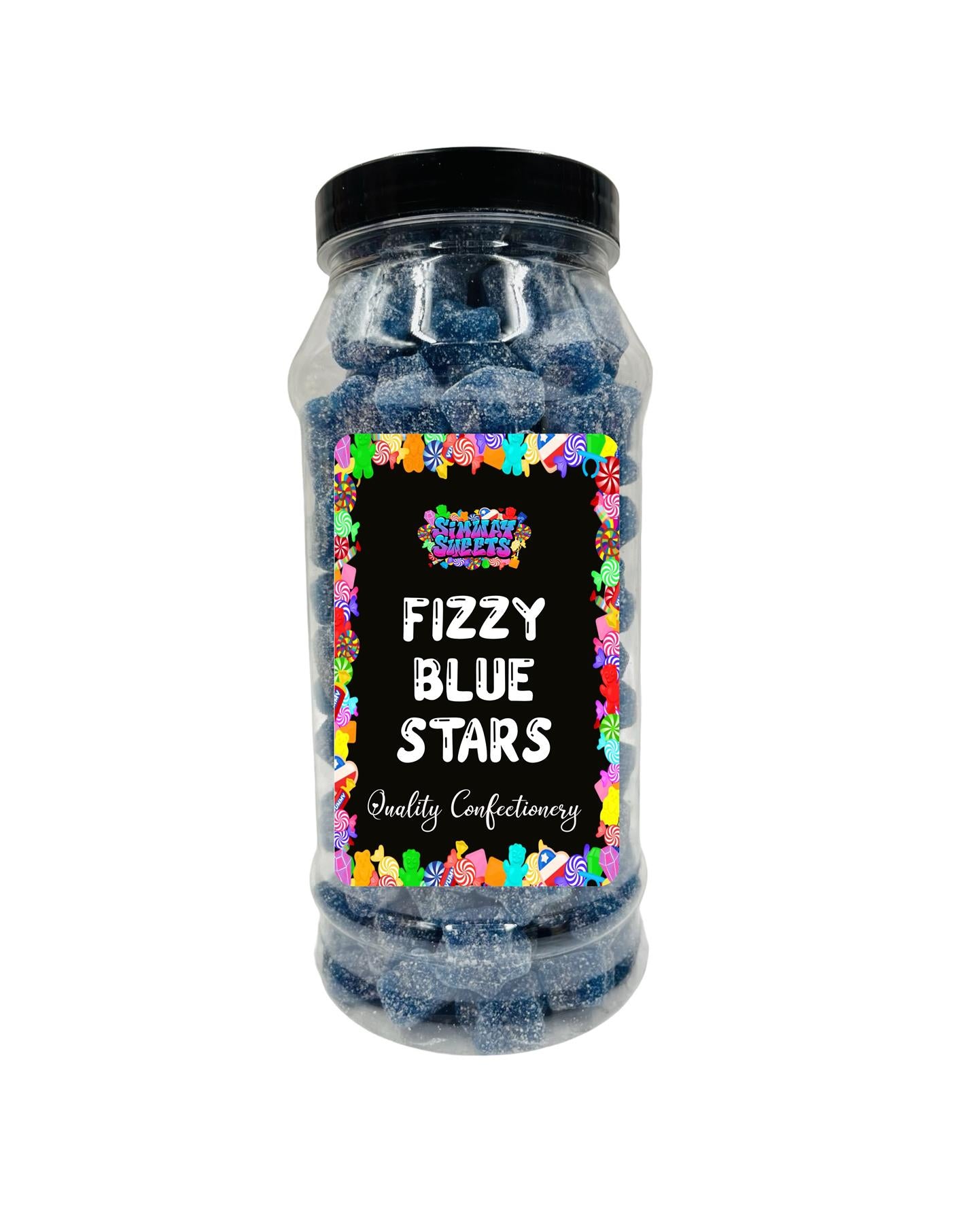 Simway Sweets Fizzy Blue Stars Fizzies Retro Sweets Gift Jar Blue Sweets