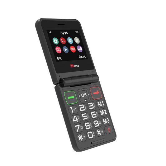 TTfone TTfone TT660 Flip Big Button Mobile with O2 Pay As You Go SIM, USB C Cable