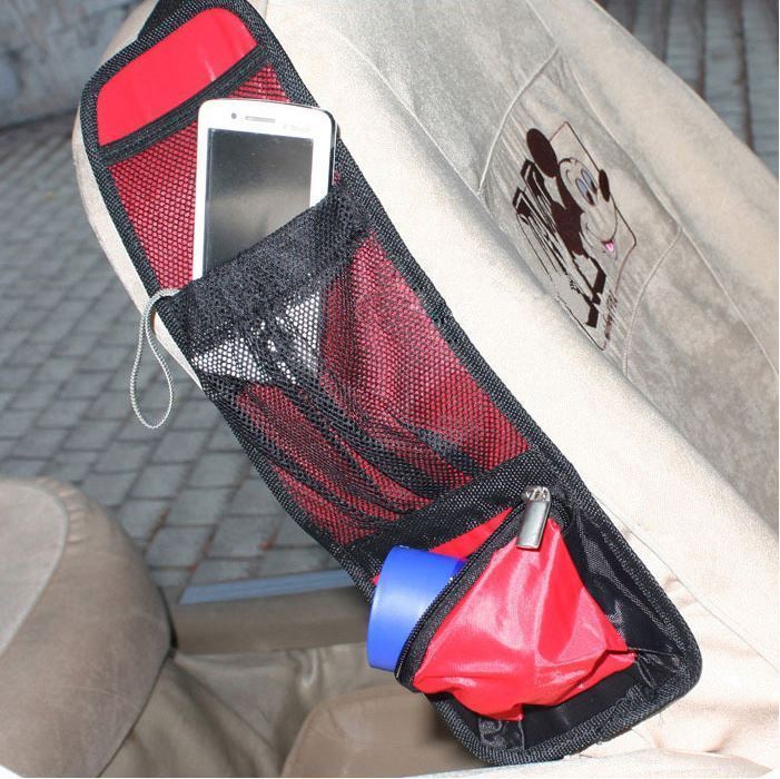 Carousel Vinsani Car Multi Side Pocket Seat Storage Hanging Bag Organise Pouch - Red Red